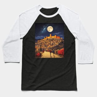 Avila Walls Starry Night Spain Travel Tourism Retro Vintage Baseball T-Shirt